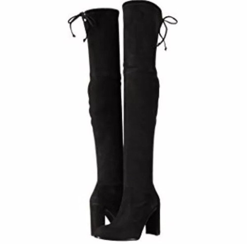 NWB Stuart Weitzman Hiline Over-The-Knee Black Velvet Boots Size 9 M - Picture 7 of 7