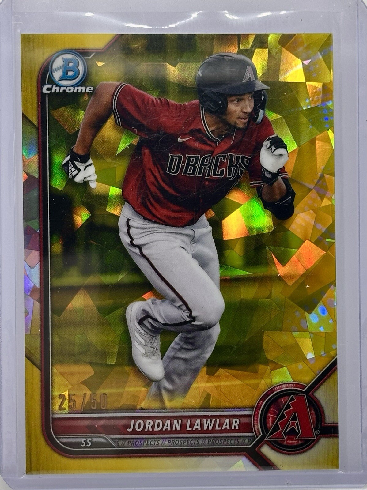 2022 Bowman Chrome Sapphire Yellow 25/50 Jordan Lawlar #BCP-235 Diamondback