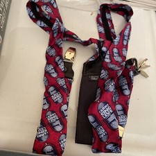 LARRY KING LIVE Suspenders Logo Print w Microphone 