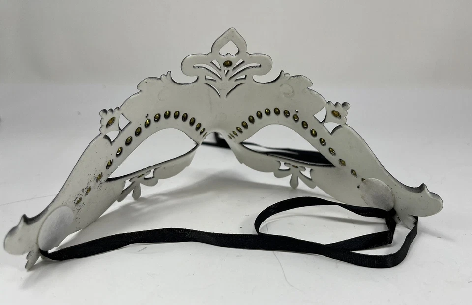 Black Costume Mask Rhinestone Glitter And Ribbon New - Image 3 of 4