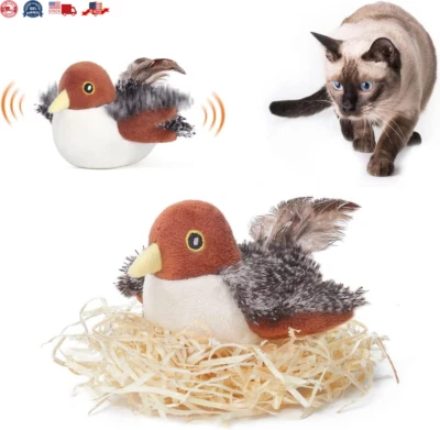 Potaroma Cat Toys Rechargeable Flapping Bird Sparrow, Lifelike Chirp Tweet, Touc