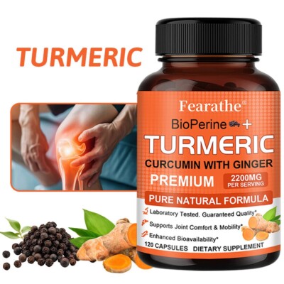Curcumin Ginger Black Pepper Bone Joint Pain Relief 2200 Mg 120 Capsules US