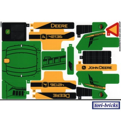 Lego Technik Aufkleber zum 42136 John Deere 9620R 4WD Tractor »NEU«