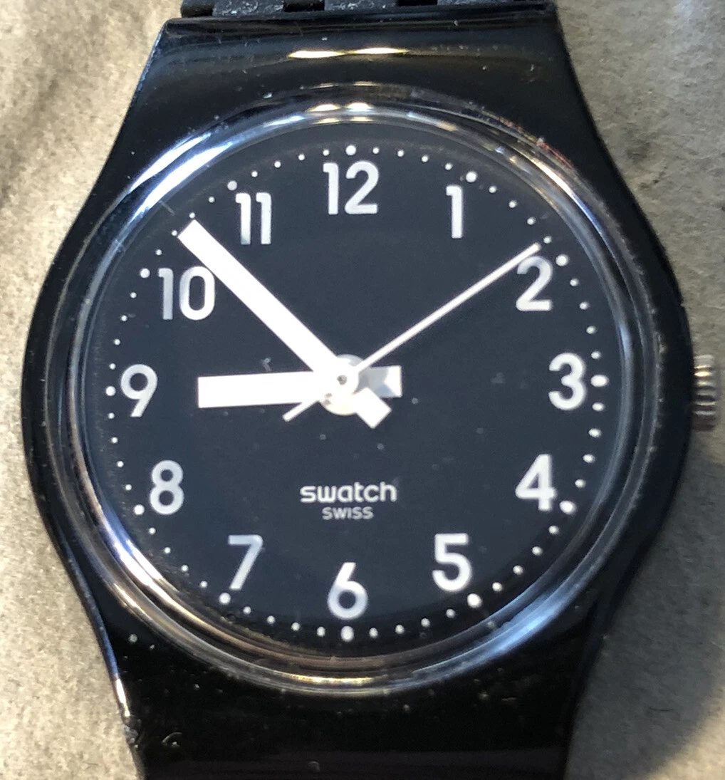 Swatch Swiss Womens Watch Silicone Petite Black Running Wristwatch