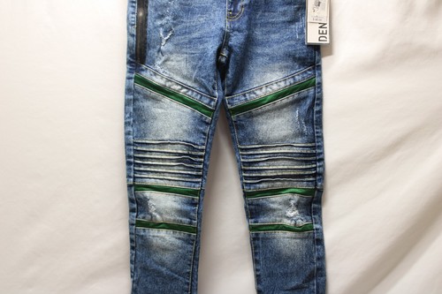 Southpole Active Flex Stretch Boys Jeans Sz 14 Med Sand Blue w/Green Design - Picture 3 of 8