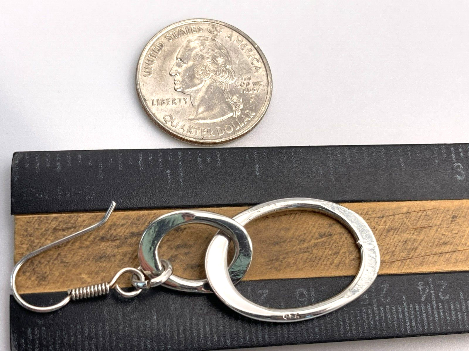 Sterling Silver Oval Triple Loop Dangle Earrings - image 2