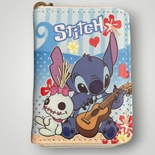Disney Stitch Scrump Wallet Kids Small Blue Ukulele Zip Coin Purse Kawaii Anime