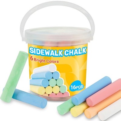 MAQIHAN 16PCS Sidewalk Chalk - Bulk, 6 Colors, 16 Count (Pack of 1), NO