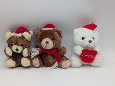 Russ Brown Bear Christmas Lot Chilly Wishes Santa Hat Stuffed Animal Toy