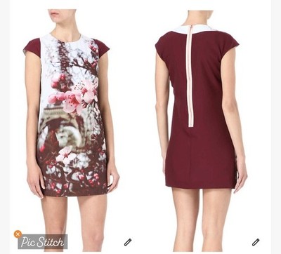 Ted Baker London Nula Eiffel Tower Cherry Blossom Dress size Ted 0/US2