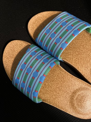 Fitflop x Yinka Ilori Water-Resistant Neoprene Blue Slides Sandals size 8 EU39 - Picture 2 of 4