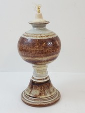 Deneen Pottery Oil Lamp A Brown Drip Glaze Style And White Swirling