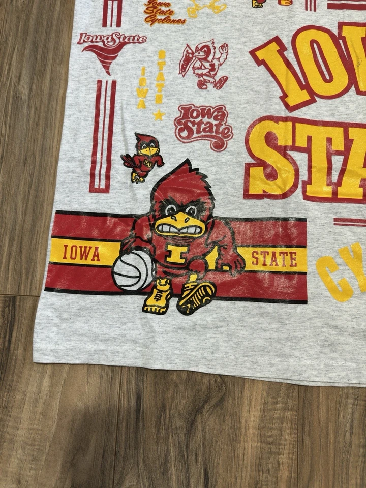 Vintage 80’s Iowa State Cyclones Single Stitch Gray XL Misprint Graphic RARE - Image 2 of 4