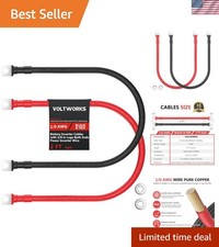 1/0 AWG Gauge Red  Black Pure Copper Battery Inverter Cables Solar, RV, Car,...