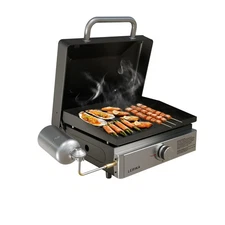 18" Tabletop Propane Grilddle With Lid for Outdoor Kitchen Barbecue Grill, No...