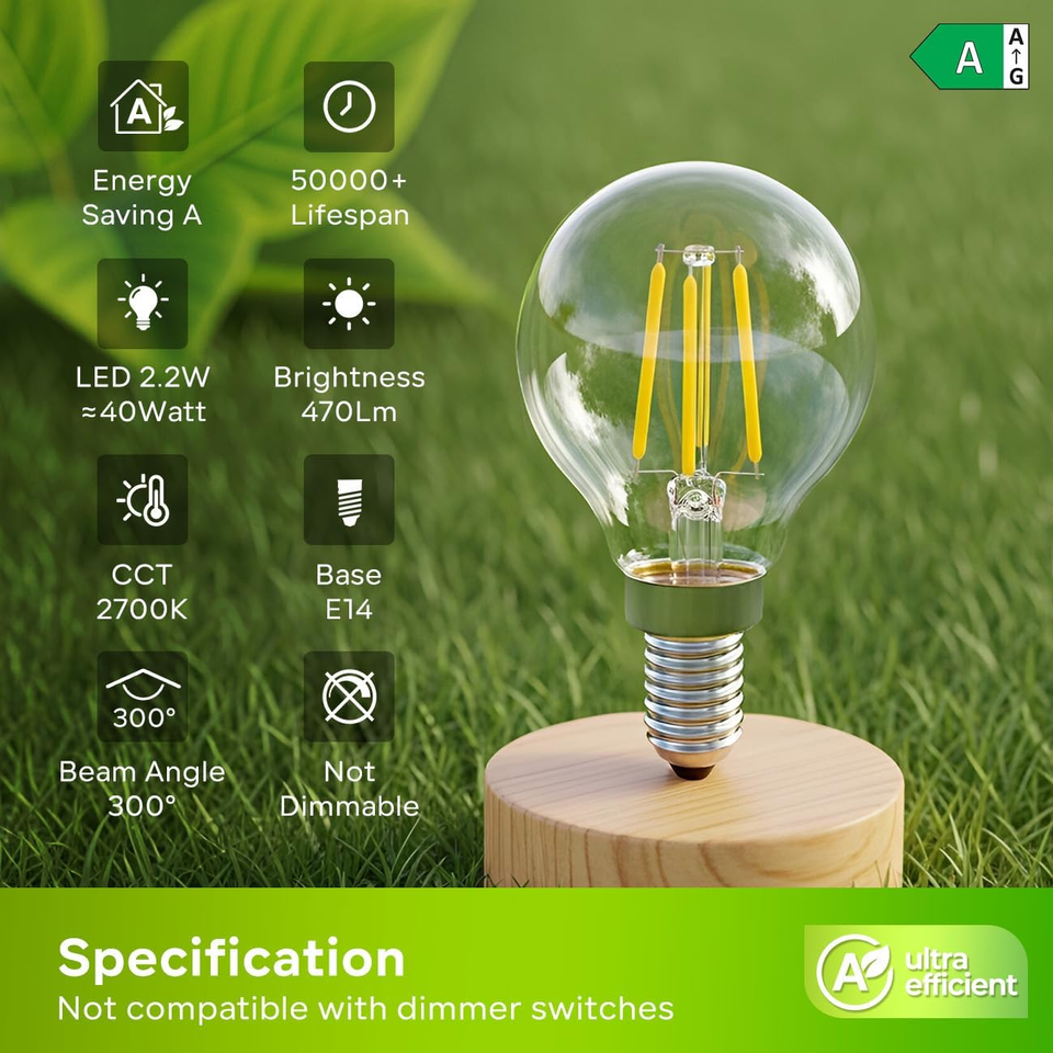 Bulb Thread Check E14 Bulb,Ultra-Efficient E14 Light Bulb,40W Small Screw Bulbs,2.2W ...