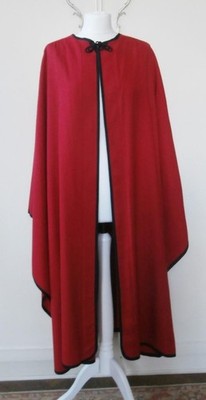 Vintage 1980er rot 63% Schurwolle Oper Cape Umhang von Windsmoor One Size