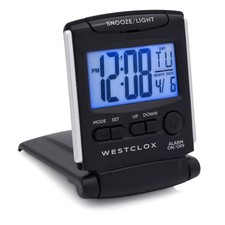 Black and Silver Foldable Digital Travel Alarm Clock with Large LCD Display