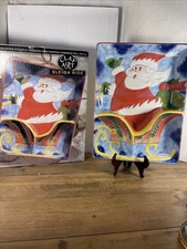 SLEIGH RIDE Christmas Chip and Dip Dish Vegetable Relish Platter Clay Art -15.5”