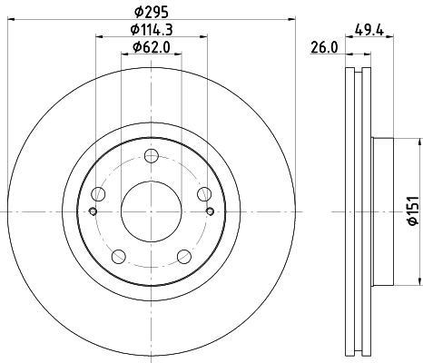 HELLA 8DD 355 114-671 BRAKE DISC Front (PAIR)