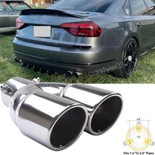 Rear Car Dual Exhaust Muffler Tip Tail Pipe Steel 2.5Inlet For Volkswagen Passat