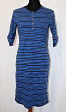 LRL Lauren Jeans Co Sz M Shades of Blue Stripes Knit Sheath Dress Rolltab Sleeve