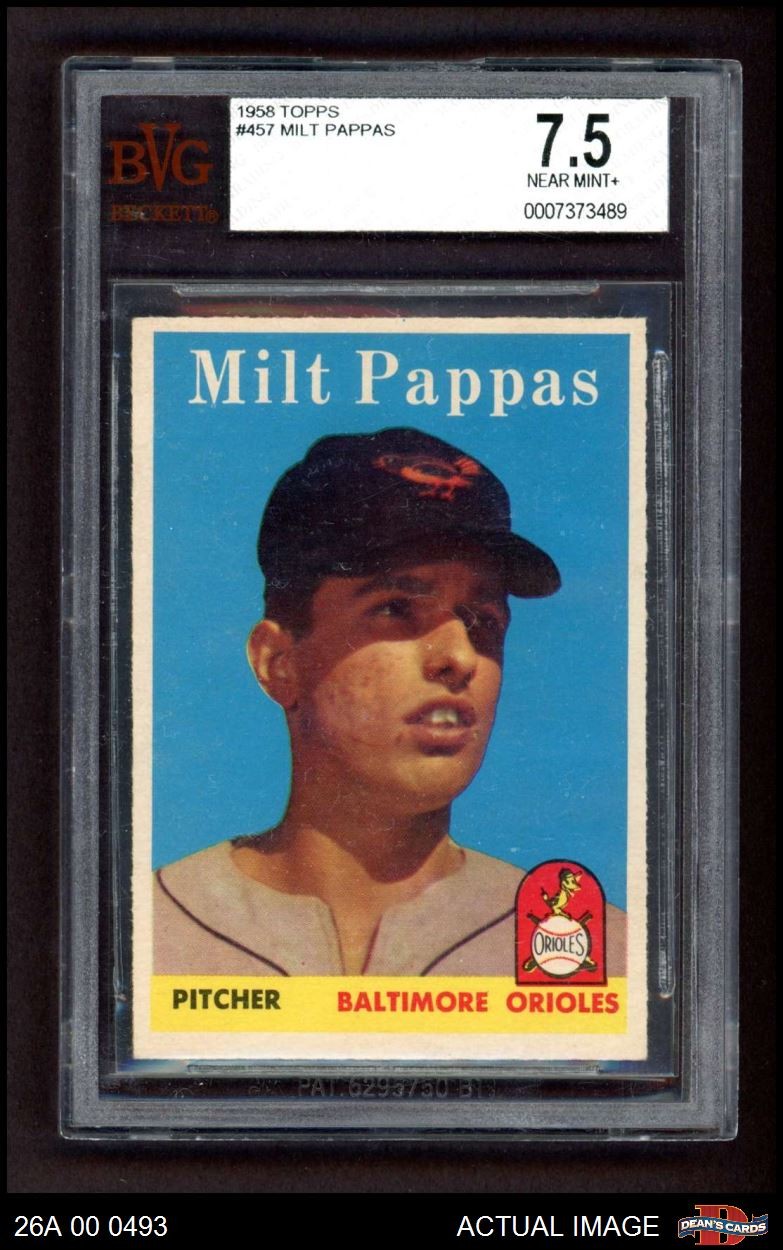 1958 Topps #457 Milt Pappas Orioles RC BVG 7 - NM