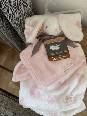 Blankets and Beyond 2 Stück rosa weiß Plüsch Hase Bettdecke & Herzdecke