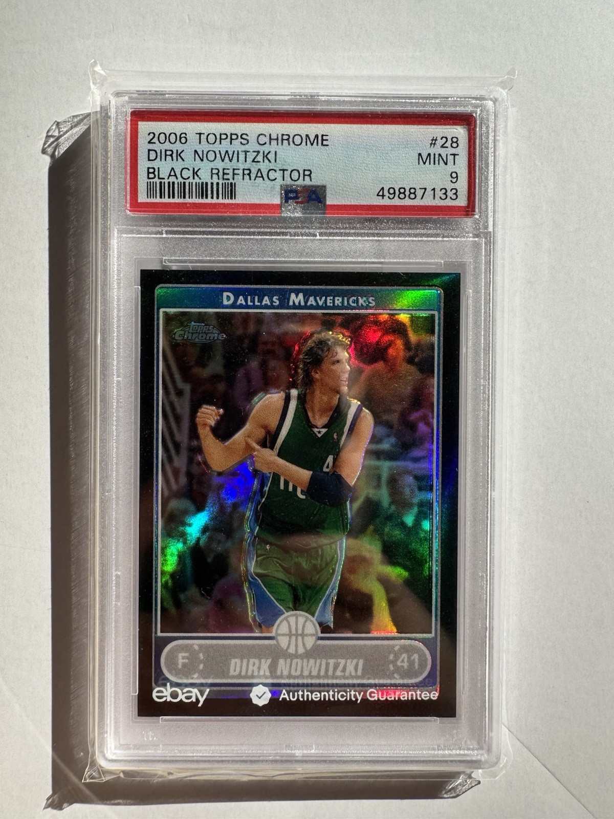 2006 TOPPS CHROME DIRK NOWITZKI BLACK REFRACTOR /99 PSA 9 MINT LOW POP MAVERICKS