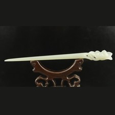 Natural hetian jade hand-carved flower hairpin for lady 17