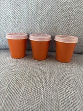 Tupperware Tupper Minis Midgets Set of 3 Orange With Lids