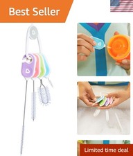 Ergonomic 4-Piece Baby Bottle Cup Cleaning Brush Set with Key Ring Attached