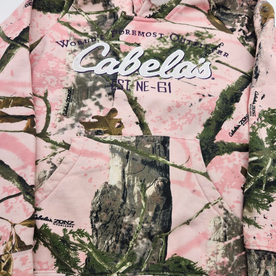 Cabela’s Sudadera con Capucha Camuflaje Estampado Completo Camuflaje Bordado Rosa Para Mujer Talla Pequeña Foto 2 de 4