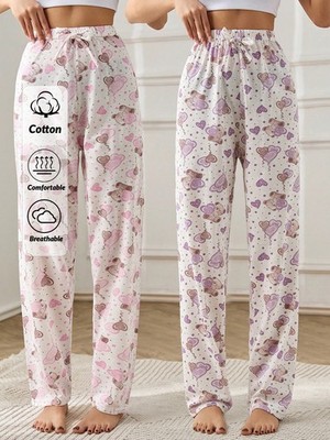 Damen 2er Pack Mehrfarbiges Bärenmuster Homewear Set für Plus Size Billig24