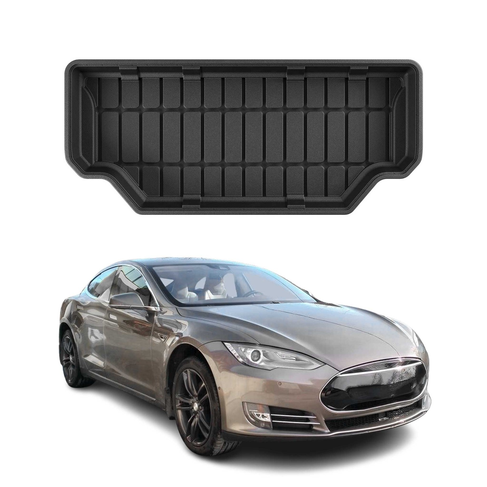 Tapis de coffre pour Tesla Model S premium en polymère noir thermoformé