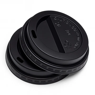 PWGOODS Black Plastic Coffee Cup Lids Only to Fit 8/12/ 16oz - 80/90mm - 1000 pack