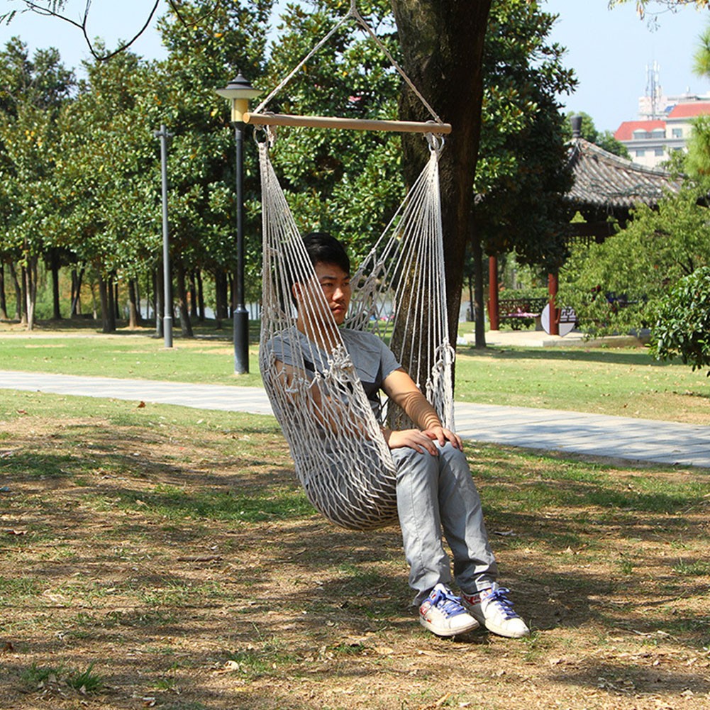 Outdoor Camping Garden Adult Swing Hanging Hammock Indoor Rope Chair LW