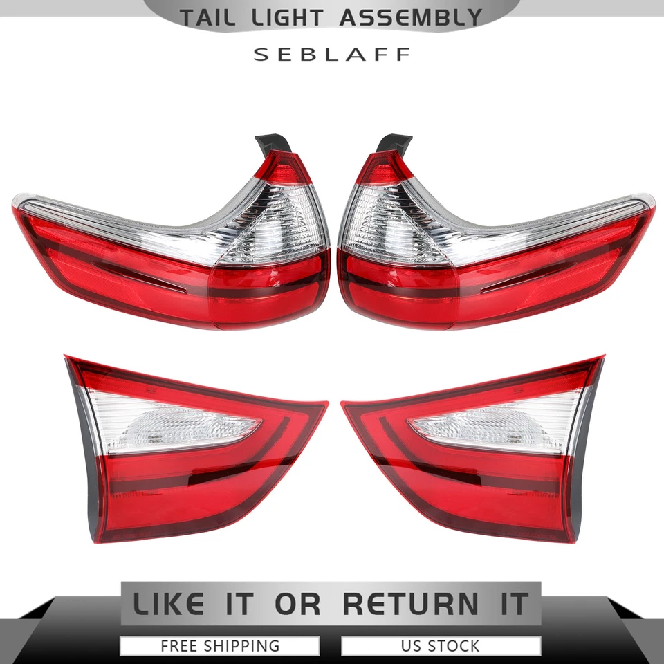 For Toyota Sienna 2015-2020 Inner+Outer Tail Light Lamp Passenger+Driver Side - Image 2 of 4