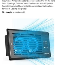 Hisummer Window Register Booster Fan Fit 4&quot x 10&quot Air Vent- Brand New