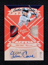 2019 Panini Leather & Lumber and Signatures Blue 17/50 Jake Cave Auto 8r6