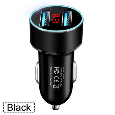 Hochwertiges 3,1 A Dual-USB-Autoladegerät , 2-Port-LCD-Display, Voltmeter, 12 24