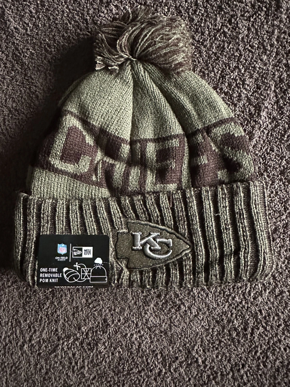 Kansas City Chiefs NFL Bobble Hat Beanie Army Green
