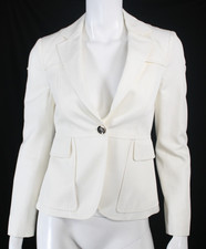 GUCCI 2008 Warm White Cotton Blend Twill Gold Button-Front Blazer Jacket 38