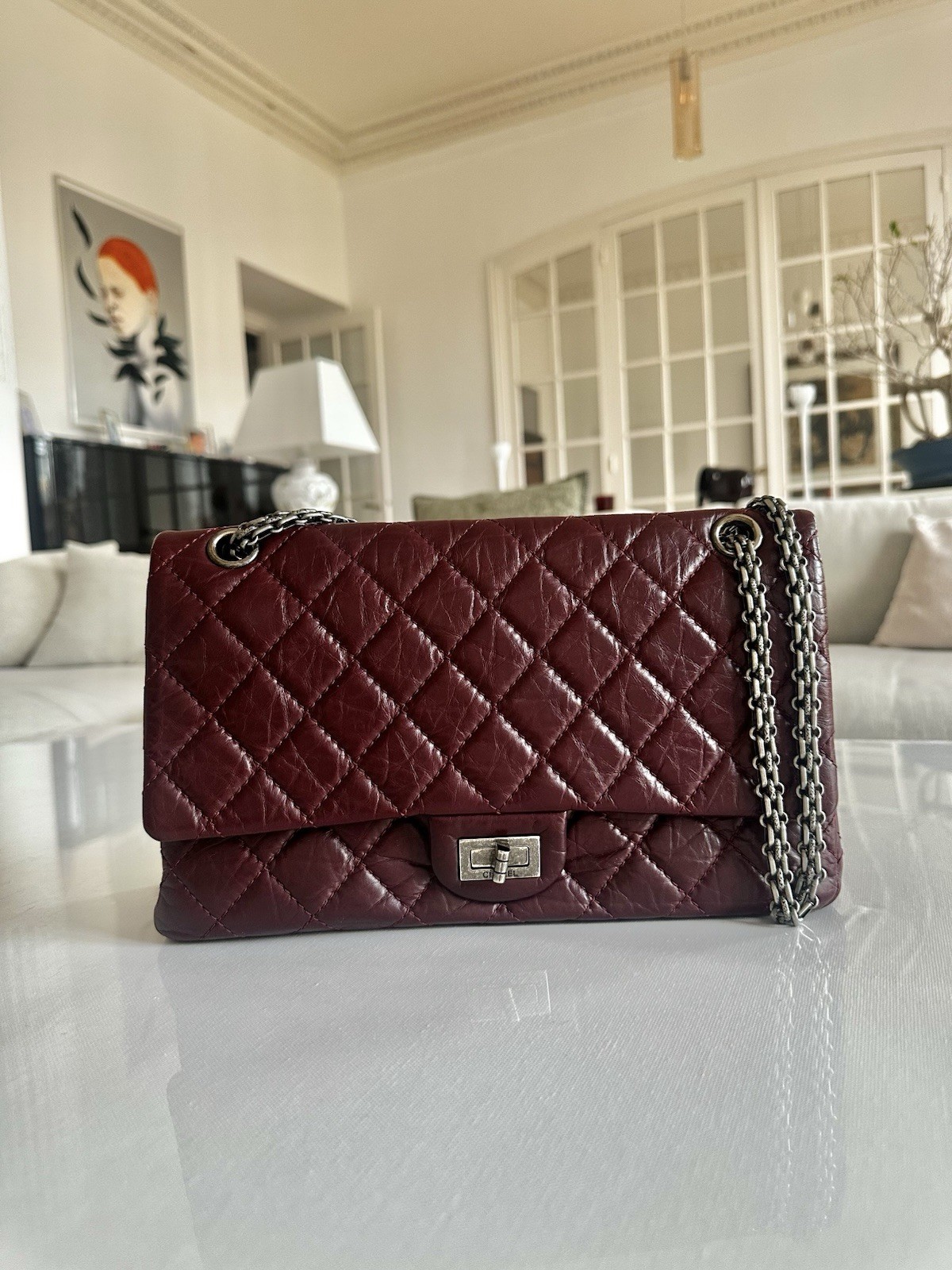 Chanel 2.55 Reissue Flap Bag - Bordeaux - 28cm - Ruthenium Hardware