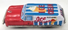 VINTAGE NAKAMURA "ICE CREAM" FRICTION TIN LITHO TOY CAR, NOS, 1960s, JAPAN