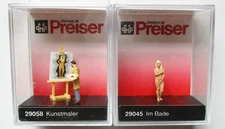 HO scale Preiser TWO ART STUDIO FIGURES : # 29058 &  # 29045 ARTIST and NUDE
