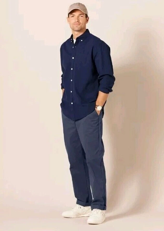 NWT Amazon Essentials Men's Classic Fit Flat Front Indigo Chino Khakis 28X30 - Image 4 of 4