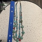 Block Rustic Turquoise Red Coral Double Stranded Necklace — photo 1