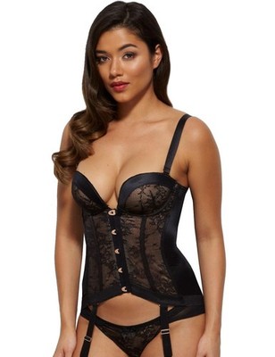 32D Gossard Retrolution Korsett 8519 Damen sexy Bügel baskisch schwarz