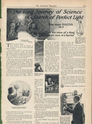 Magazine Ad - 1914 - Edison MAZDA Lamps - General Electric Co.